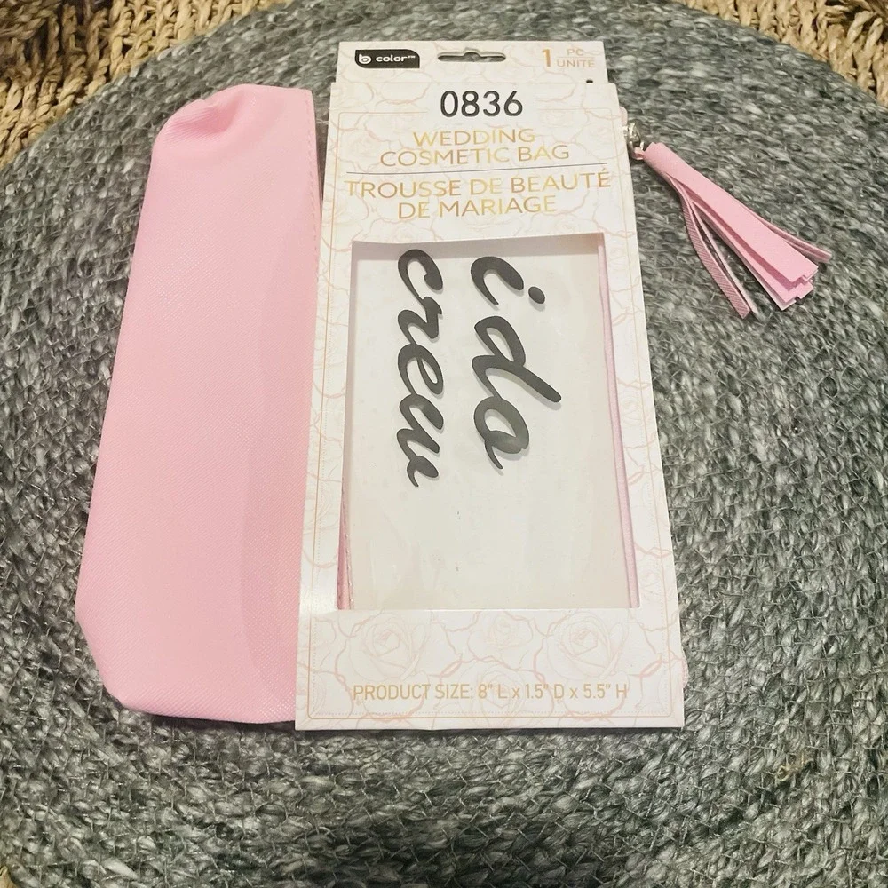 ✅I Do Crew Wedding Cosmetic Bag Pink Clear Tassel Bridesmaid Gift New #️⃣0836